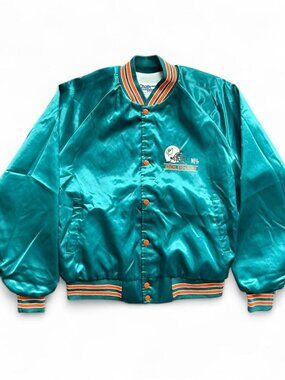 Chalk Line Miami Dolphins Vintage Satin Bomber Jacket Men's XL Made in USA